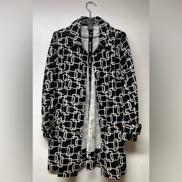 Mark Eisen Black and White Patterned Coat - Picture 1 of 5